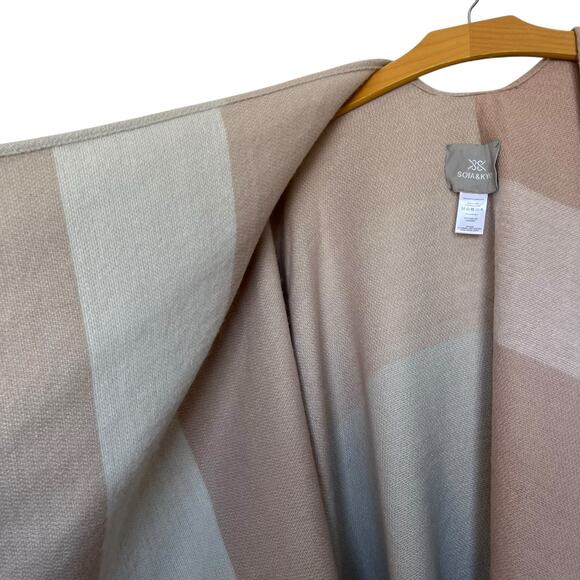 Soia & Kyo Woven Scarfigan Fringe Wrap Poncho Color Block Pink Cream One Size - Picture 4 of 7